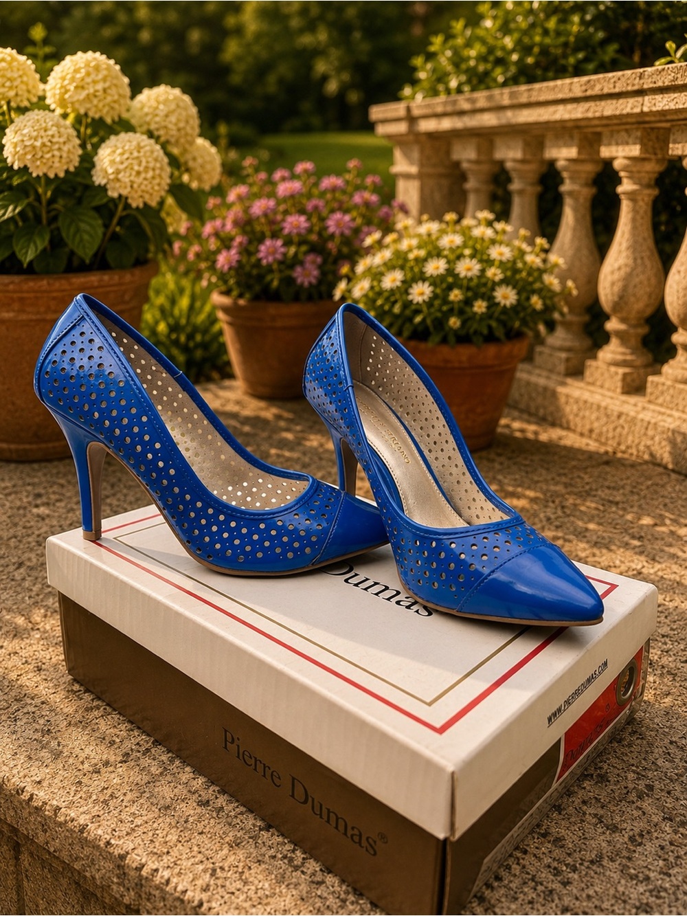Christian Siriano Electric Blue Pointed Toe Perforated Pumps